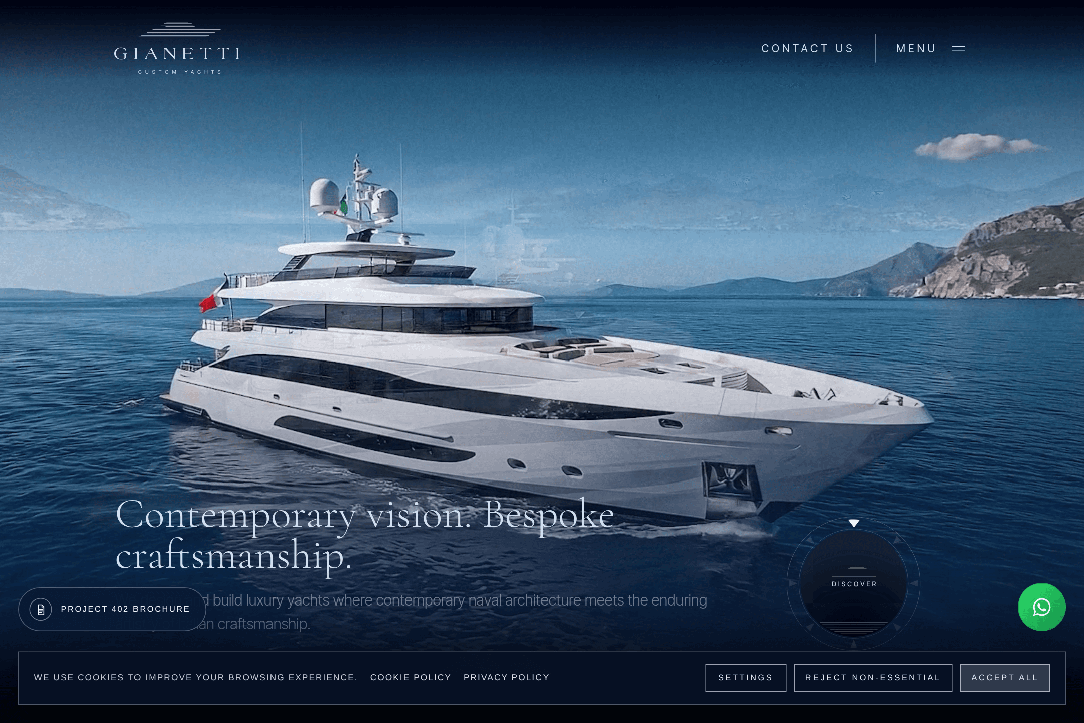 Gianetti Custom Yachts website capture — homepage.