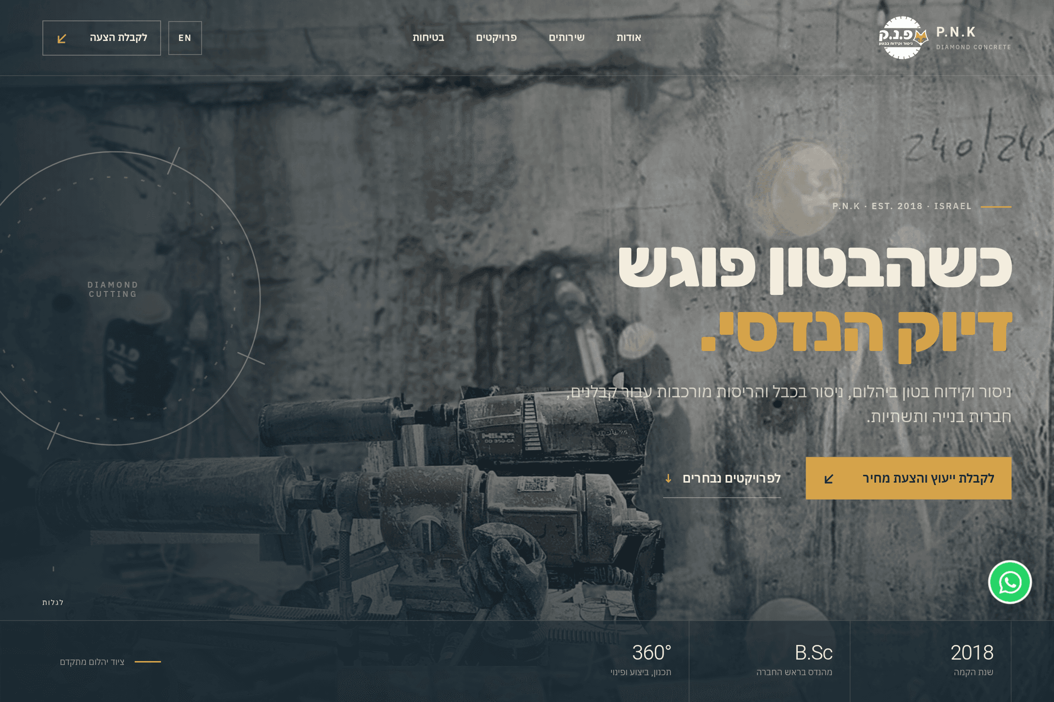 A capture of the P.N.K concrete cutting and drilling website homepage